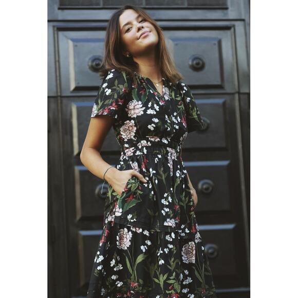 Anthropologie Maeve The Somerset Maxi Dress Black Floral - Picture 5 of 11